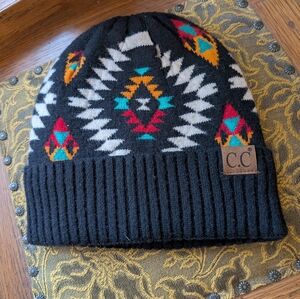 C.C Southwest Pattern Black Beanie